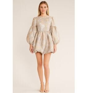 Mille Giselle Jacquard Mini Bubble Dress Small Pink NEW